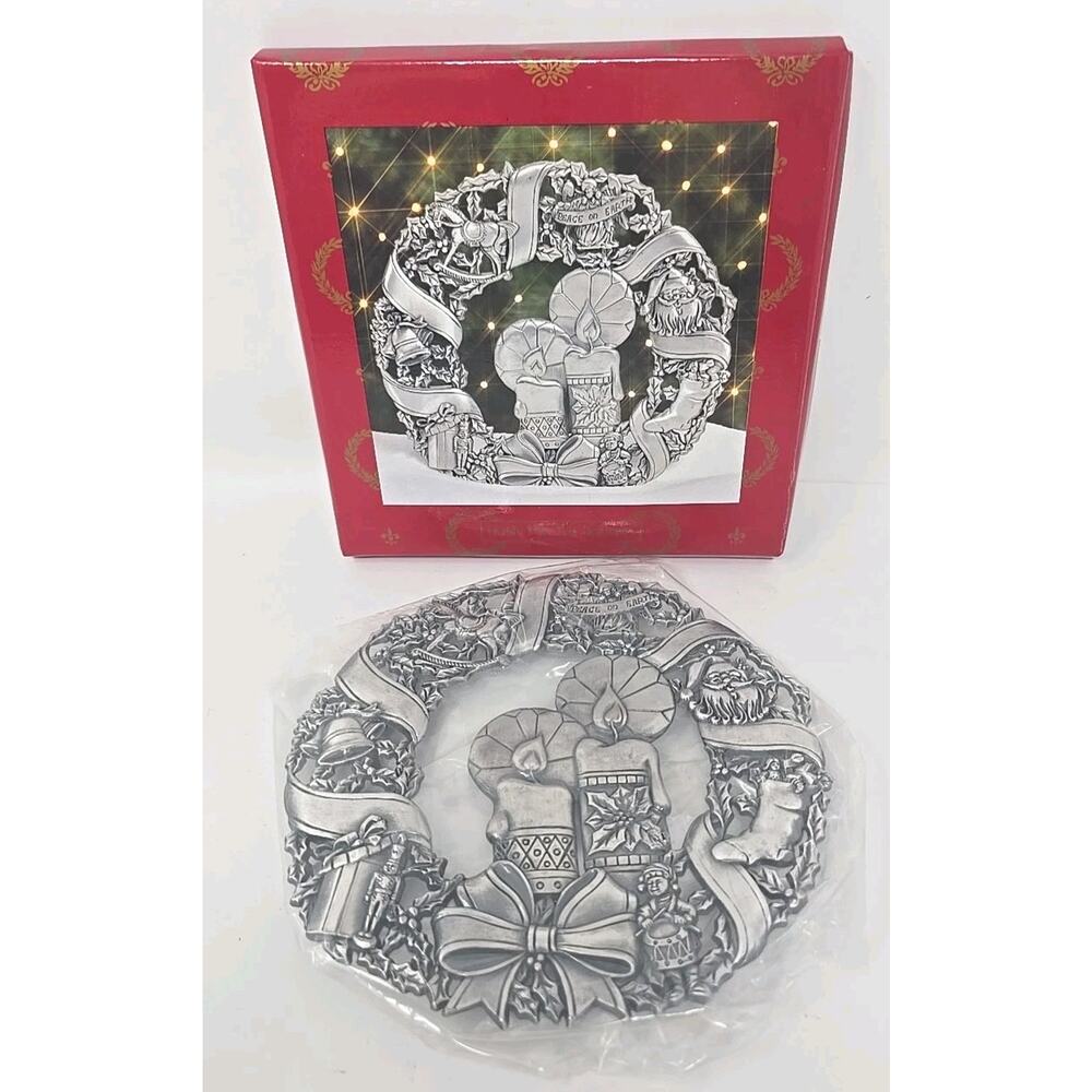 1994 May Department Store Home For The Holidys Wreath Pewter Trivet New